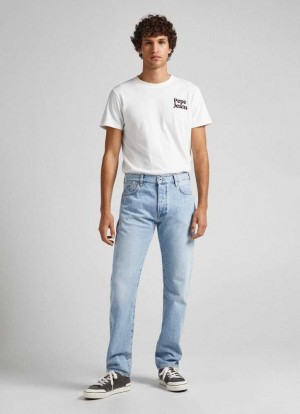 Pepe Jeans Byron Relaxed Fit Mid-rise Jeans Jeans Herr Blå | 325096SHV
