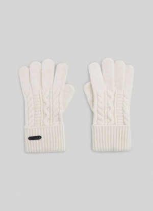 Pepe Jeans Cable Knit Gloves Handskar Dam Vita | 742153DBI