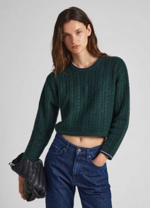Pepe Jeans Cable Knit Jumper Jumpers Dam Gröna | 392687KUH