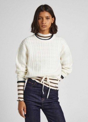 Pepe Jeans Cable Knit Jumper Jumpers Dam Vita | 072386LTQ