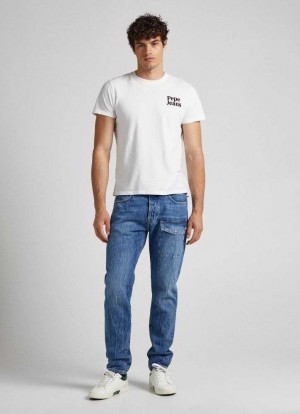 Pepe Jeans Callen Relaxed Fit Mid-rise Jeans Denim Herr Blå | 274658PLA