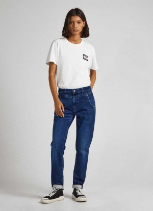 Pepe Jeans Carey Relaxed Fit Mid-rise Jeans Denim Dam Blå | 401362HGM