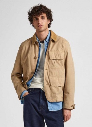 Pepe Jeans Carpenter Jacket Jacka Herr Bruna Beige | 518073YHG