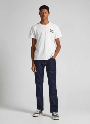 Pepe Jeans Cash Regular Fit Mid Rise Jeans Denim Herr Blå | 612097IDB