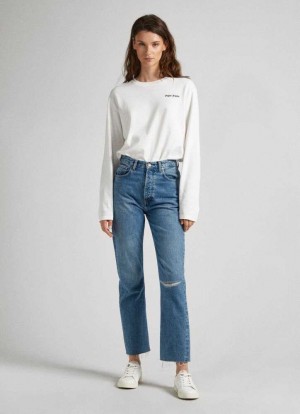 Pepe Jeans Celyn Hetero Fit High-rise Jeans Denim Dam Blå | 801497HWO