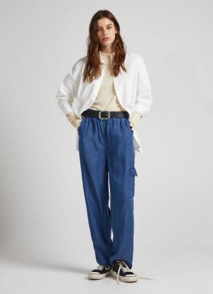 Pepe Jeans Chambray Cargo Trousers Långbyxor Dam Blå | 605298AYD