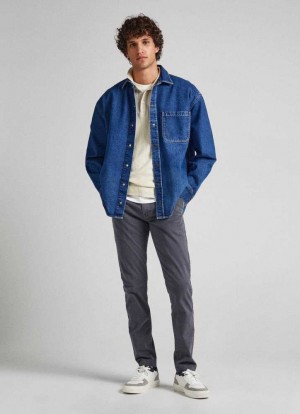 Pepe Jeans Charly Slim Chino Trousers Långbyxor Herr Grå | 381597BSP