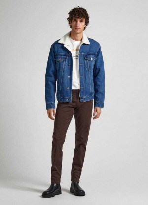 Pepe Jeans Charly Slim Chino Trousers Långbyxor Herr Bruna | 104698WHJ