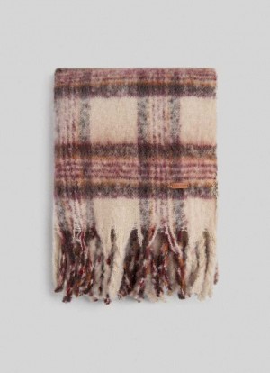 Pepe Jeans Check Print Plush Scarf Halsduk Dam Bruna Beige | 915463XPJ