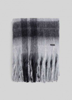 Pepe Jeans Check Print Plush Scarf Halsduk Dam Svarta | 695741GRO