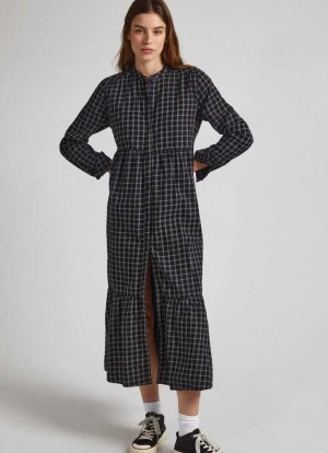 Pepe Jeans Checked Bomull Klänning Klänning Dam Olika Färger | 924083BJO