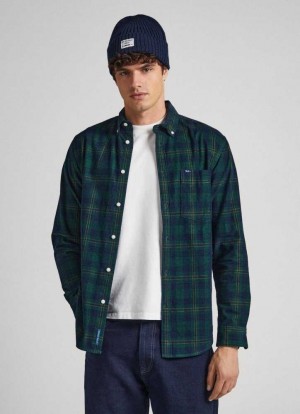 Pepe Jeans Checked Corduroy Shirt Skjorta Herr Gröna | 973502CXD