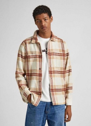 Pepe Jeans Checked Flannel Overshirt Skjorta Herr Vita | 075386BHO