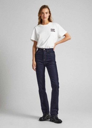 Pepe Jeans Cleo Hetero Fit High-rise Jeans Straight Jeans Dam Blå | 736145CAQ