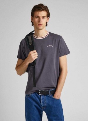 Pepe Jeans Collar Trim T-shirt T-shirt Herr Grå | 485307WPX