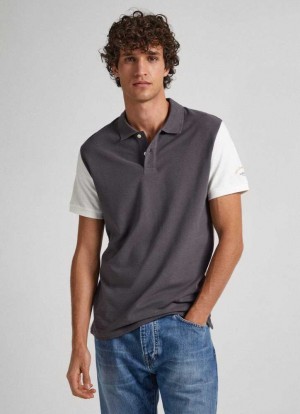 Pepe Jeans Color Block Piqu Piketröja Herr Grå | 081296MDK