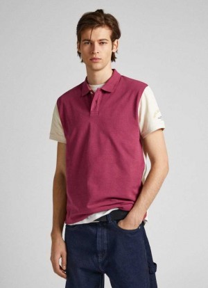 Pepe Jeans Color Block Piqu Piketröja Herr Röda | 856437TFN