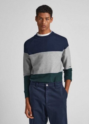 Pepe Jeans Colour Block Bomull Sweatshirt Jumpers Herr Grå | 973524KZN