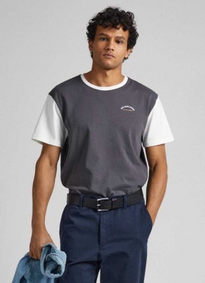 Pepe Jeans Colour Block T-shirt T-shirt Herr Grå | 504679TBQ