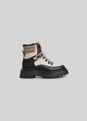 Pepe Jeans Combined Fabric Ankle Boots Stövlar Dam Vita | 726091XNE