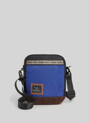 Pepe Jeans Combined Fabric Shoulder Bag Väskor & Ryggsäck Herr Blå | 012974CFV
