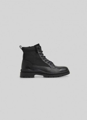 Pepe Jeans Combined Fabric Utility Boots Stövlar Herr Svarta | 743215BXV