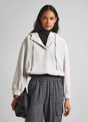 Pepe Jeans Corduroy Sweatshirt With Hood Tröjor Dam Bruna Beige | 207639RFA