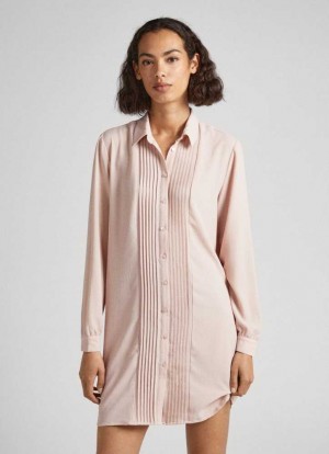 Pepe Jeans Crepe Shirt Klänning Klänning Dam Grå Rosa Rosa | 184725TUM