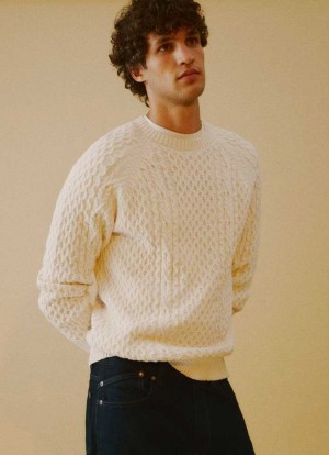 Pepe Jeans Crew Neck Cable Knit Jumper Jumpers Herr Vita | 149756ZPJ