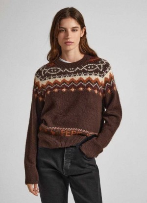 Pepe Jeans Crew Neck Jacquard Jumper Stickat Dam Bruna | 308974JQD