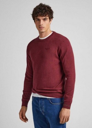 Pepe Jeans Crew Neck Knit Jumpers Herr Vinröda Röda | 413029QSW