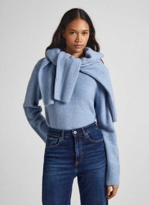 Pepe Jeans Crew Neck Knit Stickat Dam Grå Blå | 801675YMR
