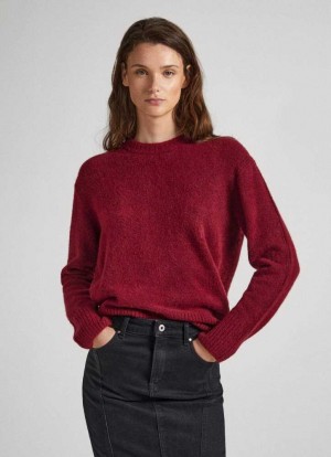 Pepe Jeans Crew Neck Knit Stickat Dam Vinröda Röda | 913752ESB