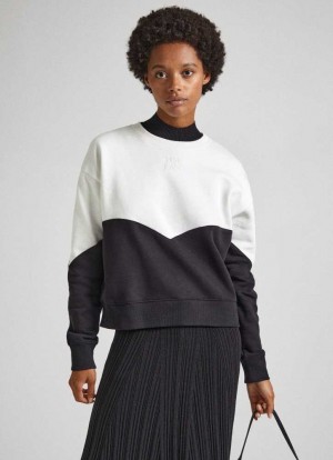 Pepe Jeans Crew Neck Sweatshirt With Colour Block Tröjor Dam Svarta | 372519IRB