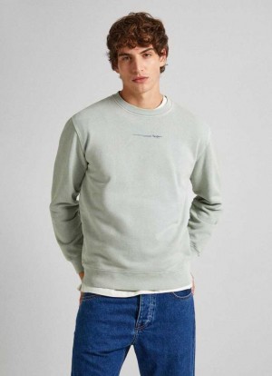 Pepe Jeans Crew Neck Sweatshirt With Logo Tröjor Herr Gröna | 940825QEV