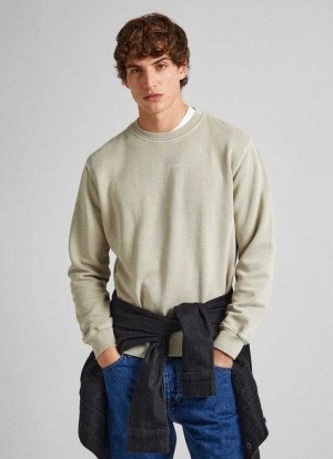 Pepe Jeans Crew Neck Sweatshirt With Logo Tröjor Herr Ljusbeige | 326891GFI
