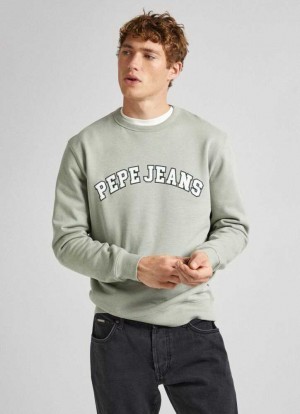 Pepe Jeans Crew Neck Sweatshirt With Logo Tröjor Herr Gröna | 237891SIZ