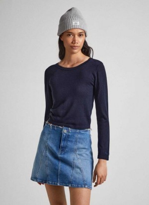 Pepe Jeans Cropped Fit Knit Top Stickat Dam Blå | 957324RTD
