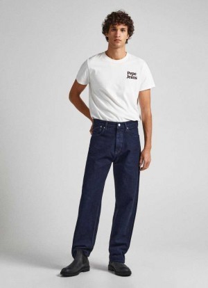 Pepe Jeans Dan Canvas Loose Fit Drop-waist Jeans Trends Herr Blå | 108576RYI