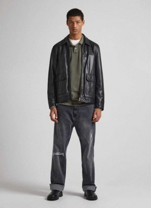 Pepe Jeans Dan Mono Loose Fit Drop-rise Jeans Denim Herr Blå | 594317PNQ