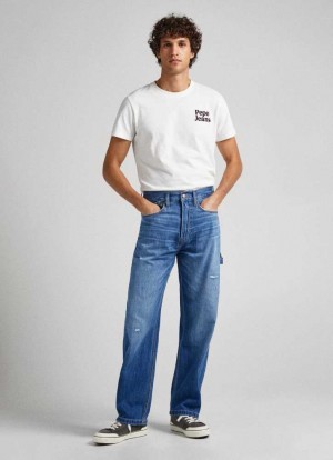 Pepe Jeans Dan Vintage Loose Fit Drop-rise Jeans Denim Herr Blå | 142806XQC