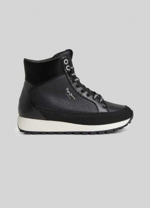 Pepe Jeans Dean Moll Combined Trainers Träningsskor Dam Svarta | 854937XIV