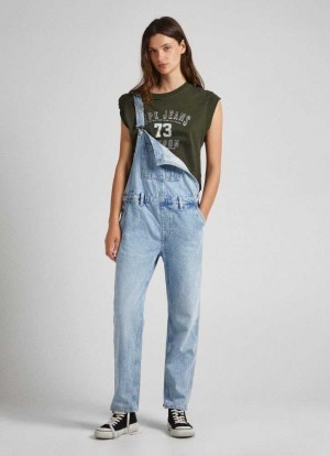 Pepe Jeans Denim Dungarees Denim Dam Blå | 235190ZNC