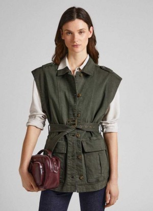 Pepe Jeans Denim Utility Jacket Jacka Dam Olivgröna Gröna | 405132GHK