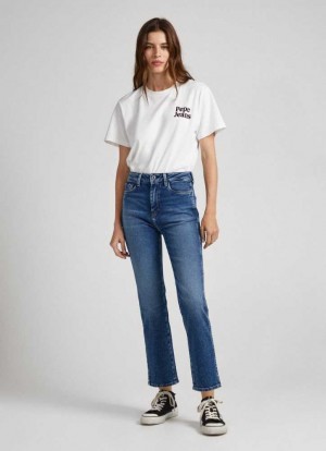 Pepe Jeans Dion 7/8 Slim Fit High-rise Jeans Trends Dam Blå | 074623DVZ
