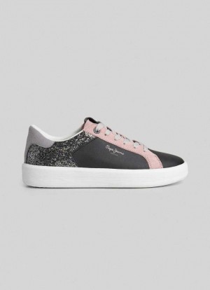 Pepe Jeans Dobbie Mix Läder Trainers Träningsskor Dam Svarta | 560349HIT