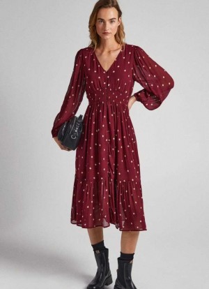 Pepe Jeans Dot Print Klänning Klänning Dam Olika Färger | 809367UCD