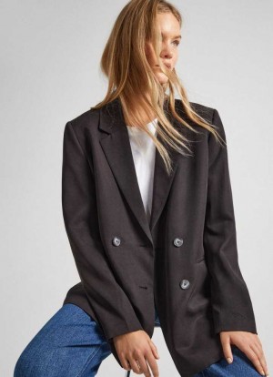 Pepe Jeans Double Breasted Blazer Jacka Dam Svarta | 684239MIZ