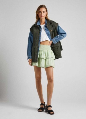 Pepe Jeans Double Ruffle Layer Skirt Kjolar Dam Gröna | 950863JVI