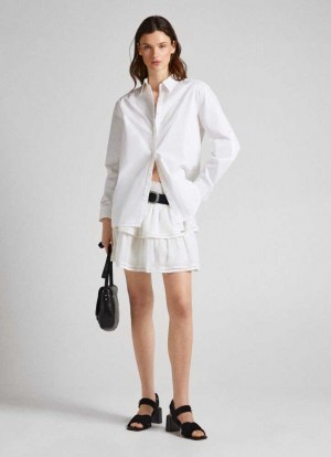 Pepe Jeans Double Ruffle Layer Skirt Kjolar Dam Vita | 526910LAP